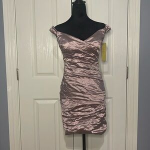 NWT Metallic Nicole Miller Ruched dress- Sz 8